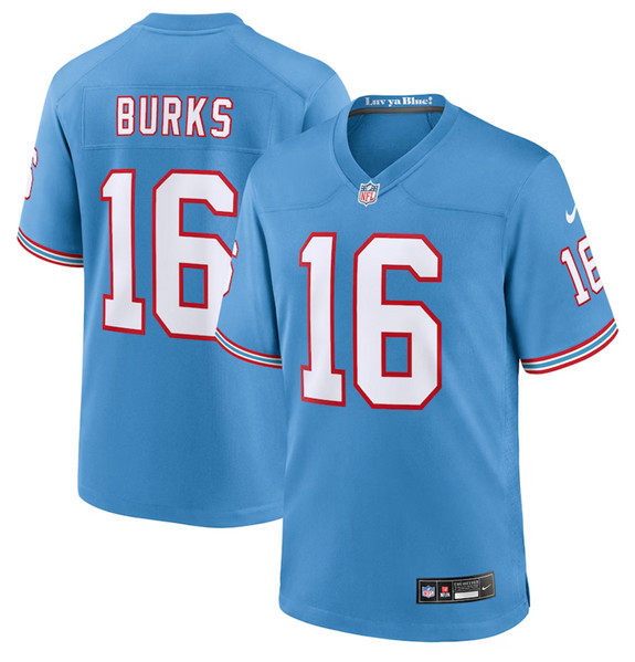Men's Tennessee Titans #16 Treylon Burks Light Blue Throwback Player Stitched Game Jersey Men's Tennessee Titans #16 Treylon Burks Light Blue Throwback Player Stitched Game Jersey